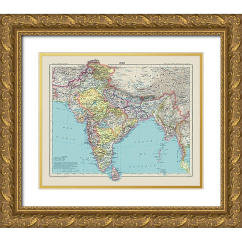 Asia India Sri Lanka Indonesia - Schrader 1908 Gold Ornate Wood Framed Art Print with Double Matting by Schrader