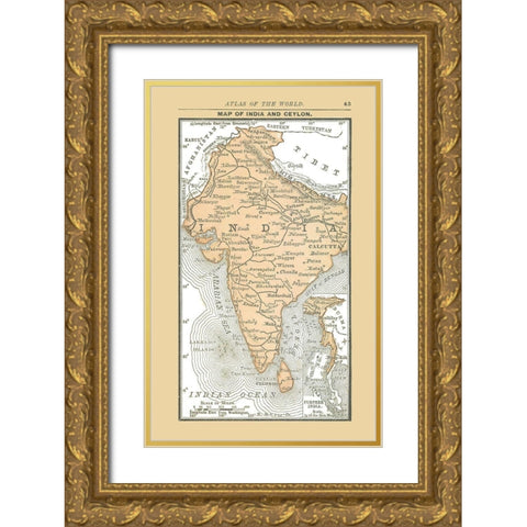 Ceylon India Sri Lanka Asia - Alden 1886 Gold Ornate Wood Framed Art Print with Double Matting by Alden