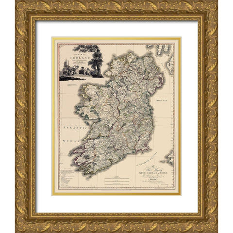 Kildare County Ireland - Beaufort 1882 Gold Ornate Wood Framed Art Print with Double Matting by Beaufort