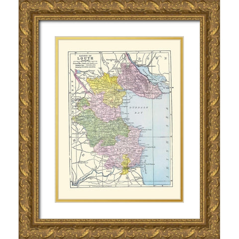 Louth County Ireland - Bartholomew 1882 Gold Ornate Wood Framed Art Print with Double Matting by Bartholomew