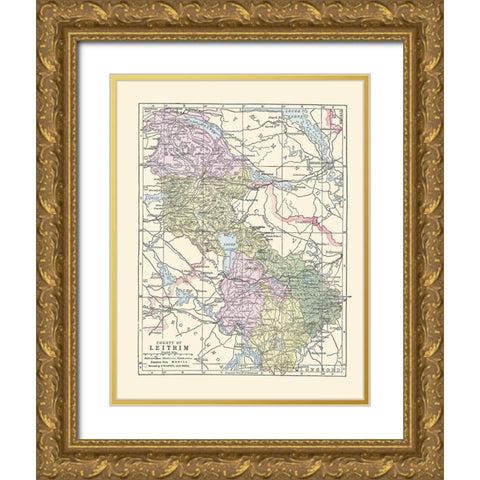 Leitrim County Ireland - Bartholomew 1882 Gold Ornate Wood Framed Art Print with Double Matting by Bartholomew