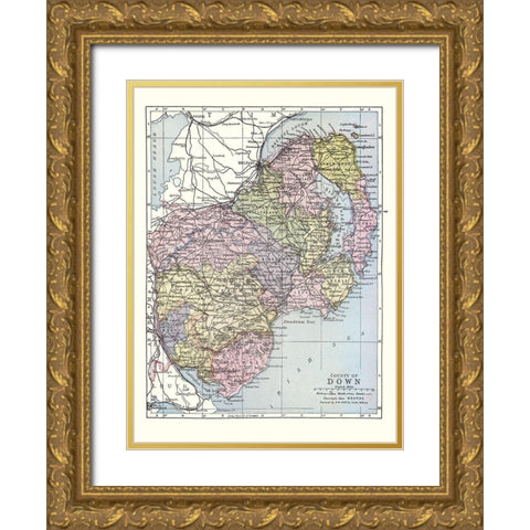 Down County Ireland - Bartholomew 1882 Gold Ornate Wood Framed Art Print with Double Matting by Bartholomew