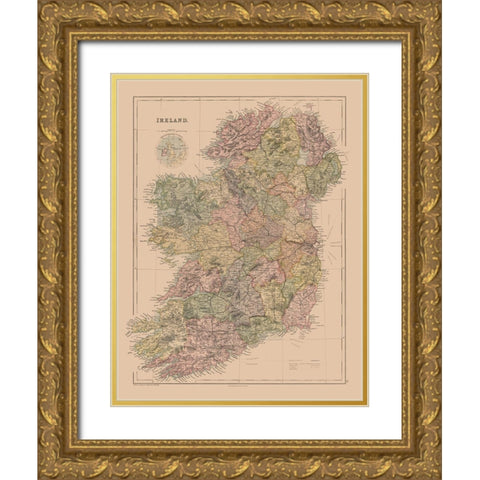 Ireland - Black 1867 Gold Ornate Wood Framed Art Print with Double Matting by Black