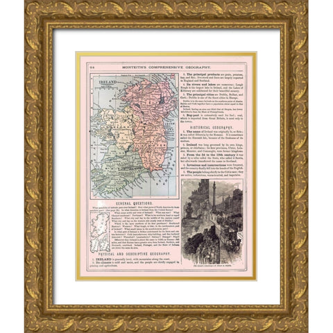 Ireland - Monteith 1882 Gold Ornate Wood Framed Art Print with Double Matting by Monteith