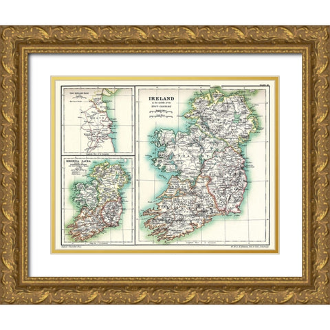 Ireland 16th Century - Poole 1902 Gold Ornate Wood Framed Art Print with Double Matting by Poole