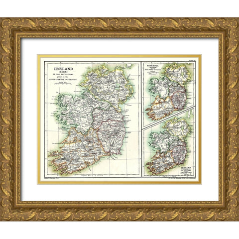 Ireland 12th Century - Poole 1902 Gold Ornate Wood Framed Art Print with Double Matting by Poole