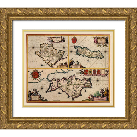 Isle of Wight Man Anglesey Great Britain Gold Ornate Wood Framed Art Print with Double Matting by Jansson