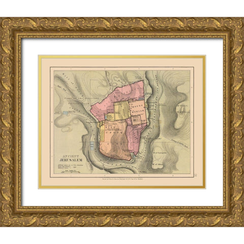 Ancient Jerusalem Israel - Case 1878 Gold Ornate Wood Framed Art Print with Double Matting by Case