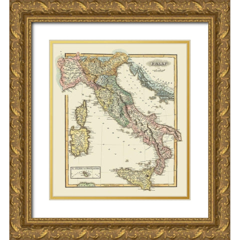 Italy - Lucas 1823 Gold Ornate Wood Framed Art Print with Double Matting by Lucas