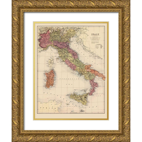 Italy - Bartholomew 1890 Gold Ornate Wood Framed Art Print with Double Matting by Bartholomew