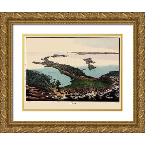 Panoramic Italy - Corbetta 1853 Gold Ornate Wood Framed Art Print with Double Matting by Corbetta