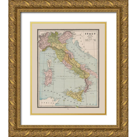 Italy - Cram 1888 Gold Ornate Wood Framed Art Print with Double Matting by Cram
