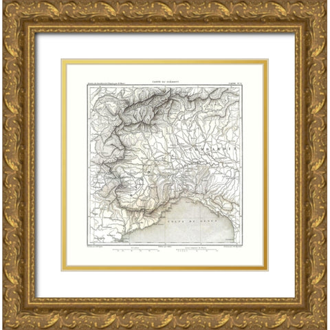 Piedmont Italy - Thiers 1866 Gold Ornate Wood Framed Art Print with Double Matting by Thiers