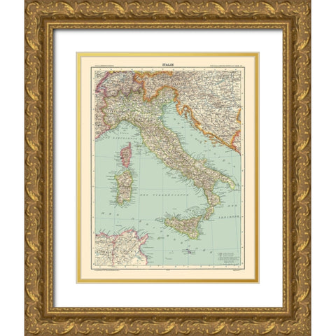 Italy - Schrader 1908 Gold Ornate Wood Framed Art Print with Double Matting by Schrader