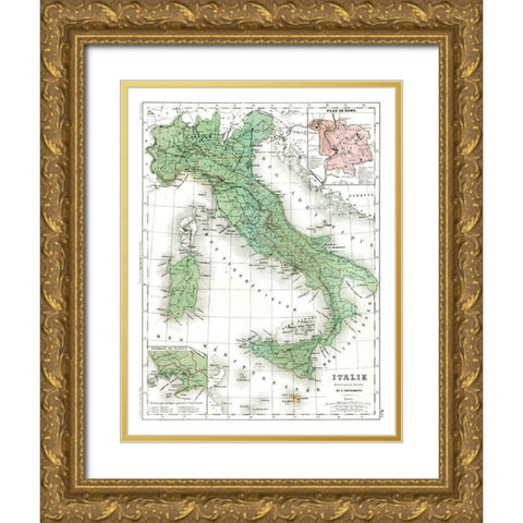 Italy - Cortambert 1880 Gold Ornate Wood Framed Art Print with Double Matting by Cortambert