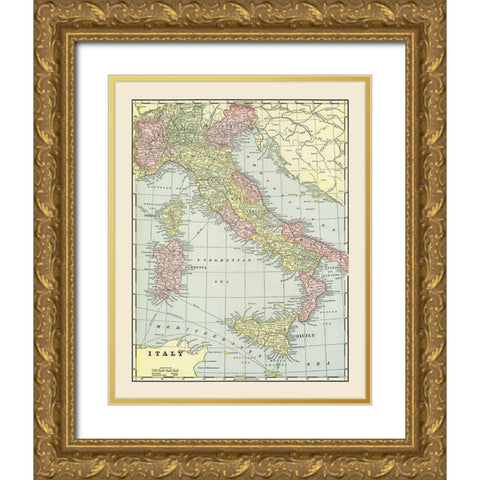 Italy - Cram 1892 Gold Ornate Wood Framed Art Print with Double Matting by Cram
