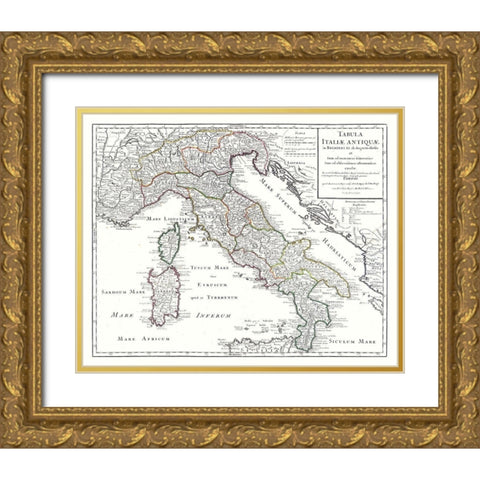 Ancient Italy - De Lisle 1731 Gold Ornate Wood Framed Art Print with Double Matting by De L''isle
