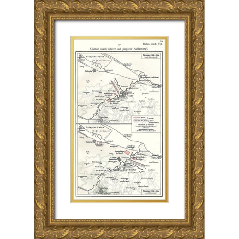 Cannae Italy - Putzgers 1897 Gold Ornate Wood Framed Art Print with Double Matting by Putzgers