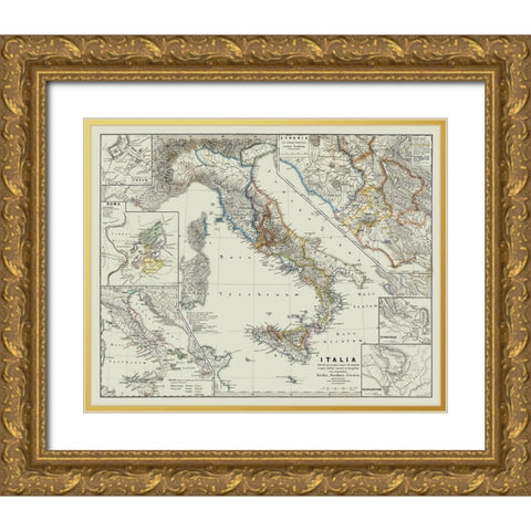Ancient Italy - Spruner 1865 Gold Ornate Wood Framed Art Print with Double Matting by Spruner