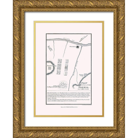 Battle of Trebia - Italy - Oxford 1828 Gold Ornate Wood Framed Art Print with Double Matting by Unknown