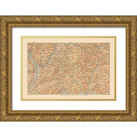 Northeastern Italy - Baedeker 1910 Gold Ornate Wood Framed Art Print with Double Matting by Baedeker