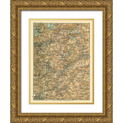Northeast France Northwest Italy - Bertarelli 1914 Gold Ornate Wood Framed Art Print with Double Matting by Bertarelli