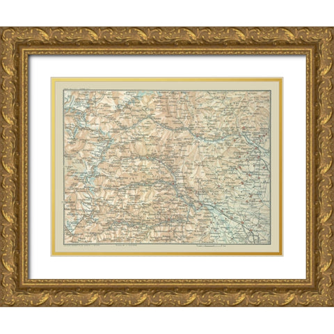 Metropolitan City Turin Italy - Bertarelli 1914 Gold Ornate Wood Framed Art Print with Double Matting by Bertarelli