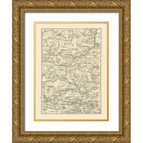 Ligurian Sea Coast Italy - Bertarelli 1914 Gold Ornate Wood Framed Art Print with Double Matting by Bertarelli