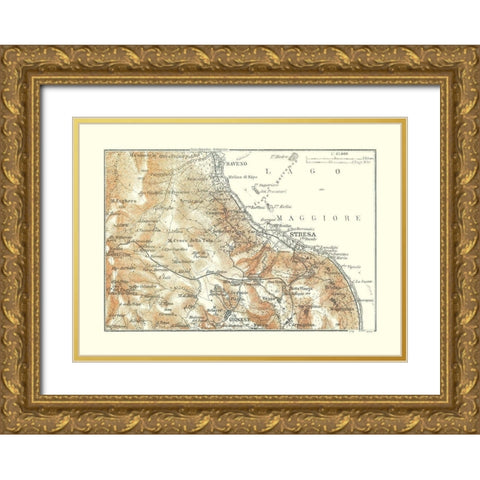 Stresa Region Italy - Baedeker 1921 Gold Ornate Wood Framed Art Print with Double Matting by Baedeker