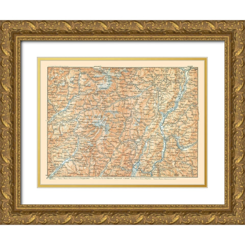 North Italy - Baedeker 1896 Gold Ornate Wood Framed Art Print with Double Matting by Baedeker