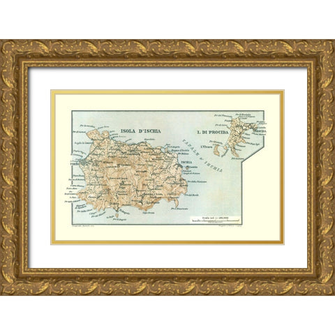Isola dIschia Isola di Procida Italy Europe Gold Ornate Wood Framed Art Print with Double Matting by Baedeker
