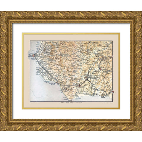 Mazzara Region Sicily Italy - Baedeker 1880 Gold Ornate Wood Framed Art Print with Double Matting by Baedeker