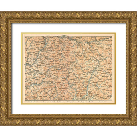 Northeastern Italy - Baedeker 1896 Gold Ornate Wood Framed Art Print with Double Matting by Baedeker