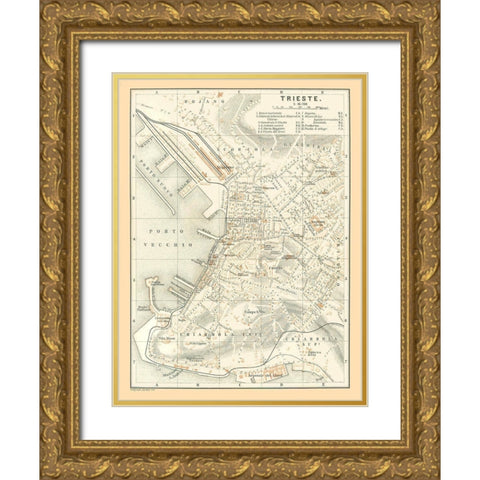 Trieste Italy - Baedeker 1896 Gold Ornate Wood Framed Art Print with Double Matting by Baedeker