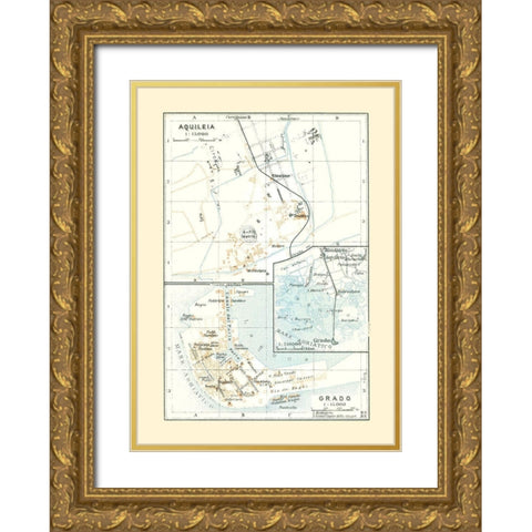 Aquileia Grado Italy - Bertarelli 1914 Gold Ornate Wood Framed Art Print with Double Matting by Bertarelli