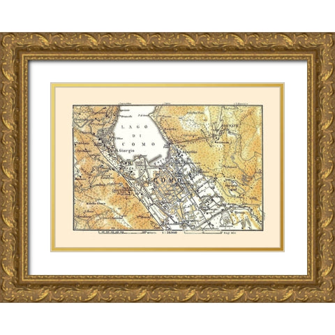 Province of Como Italy - Bertarelli 1914 Gold Ornate Wood Framed Art Print with Double Matting by Bertarelli
