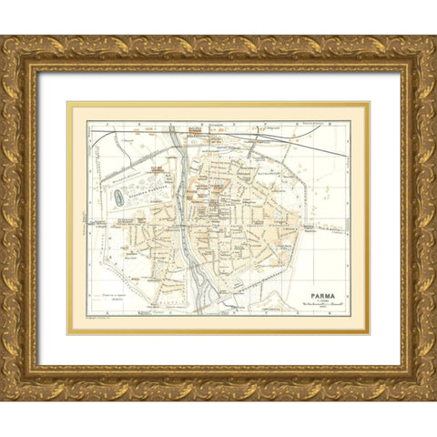 Parma Italy - Bertarelli 1914 Gold Ornate Wood Framed Art Print with Double Matting by Bertarelli