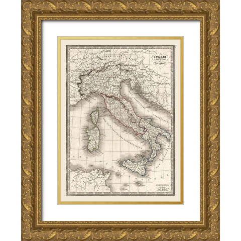 Ancient Italy - Monin 1839 Gold Ornate Wood Framed Art Print with Double Matting by Monin