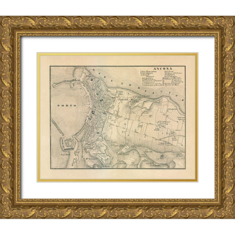 Ancona Italy - Castro 1870  Gold Ornate Wood Framed Art Print with Double Matting by Castro