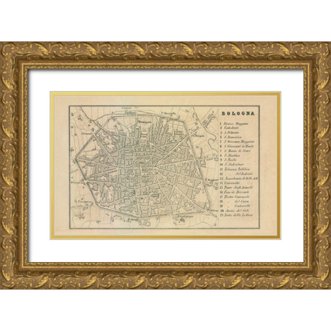 Bologna Italy - Castro 1870  Gold Ornate Wood Framed Art Print with Double Matting by Castro
