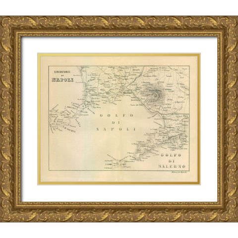 Napoli Italy - Castro 1870  Gold Ornate Wood Framed Art Print with Double Matting by Castro
