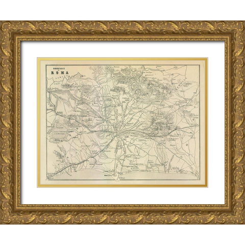 Roma Italy - Castro 1870  Gold Ornate Wood Framed Art Print with Double Matting by Castro