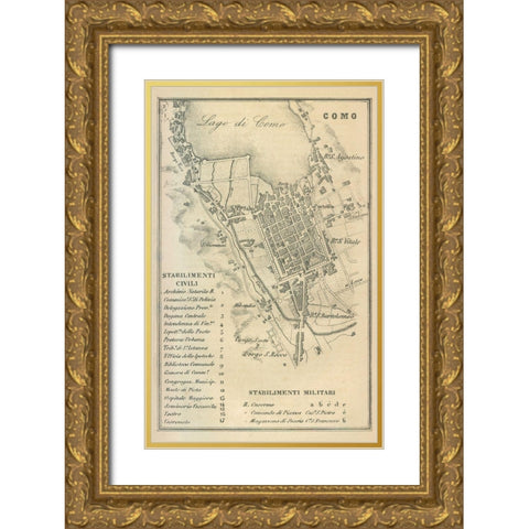 Como Italy - Castro 1870  Gold Ornate Wood Framed Art Print with Double Matting by Castro
