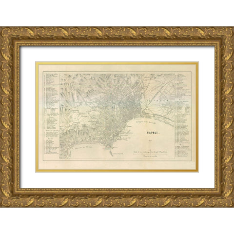 Napoli Italy - Castro 1870  Gold Ornate Wood Framed Art Print with Double Matting by Castro