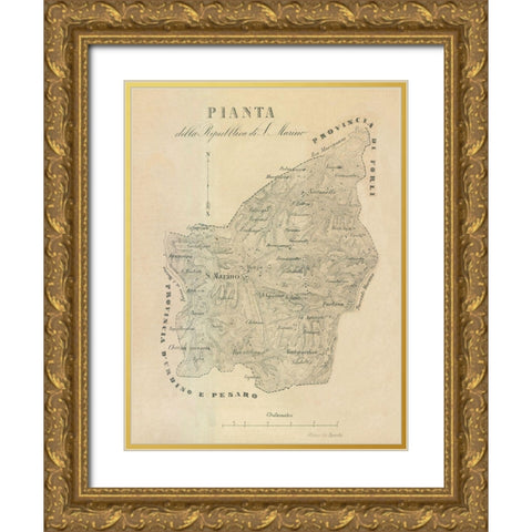 Pianta Italy - Castro 1870  Gold Ornate Wood Framed Art Print with Double Matting by Castro