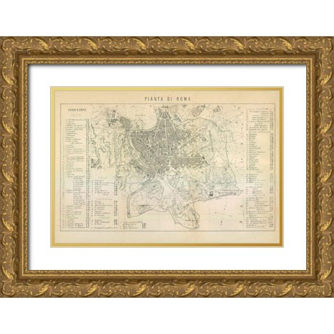 Roma Italy - Castro 1870  Gold Ornate Wood Framed Art Print with Double Matting by Castro
