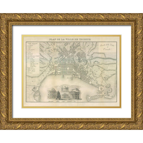 Trieste Italy - Castro 1870  Gold Ornate Wood Framed Art Print with Double Matting by Castro