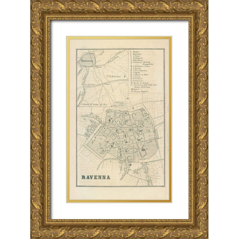 Ravenna Italy - Castro 1870  Gold Ornate Wood Framed Art Print with Double Matting by Castro