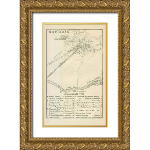 Sondrio Italy - Castro 1870  Gold Ornate Wood Framed Art Print with Double Matting by Castro