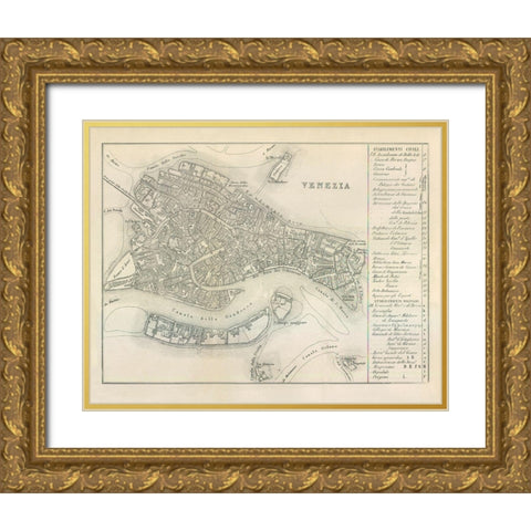 Venezia Italy - Castro 1870  Gold Ornate Wood Framed Art Print with Double Matting by Castro